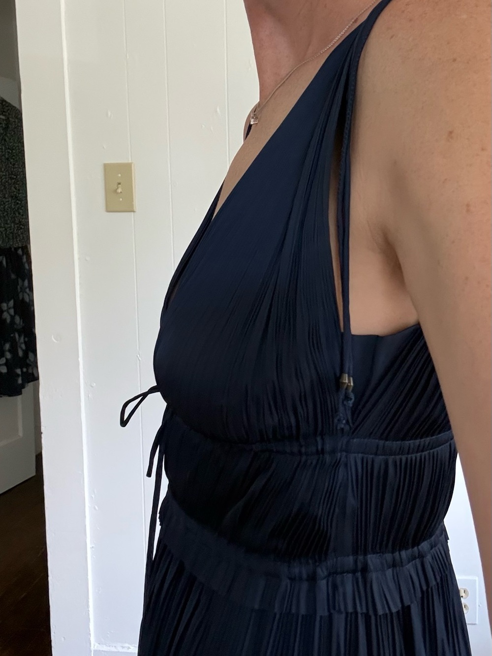 Ulla Johnson Navy Pleated Tie-Front Mini Dress - Picture 6 of 9